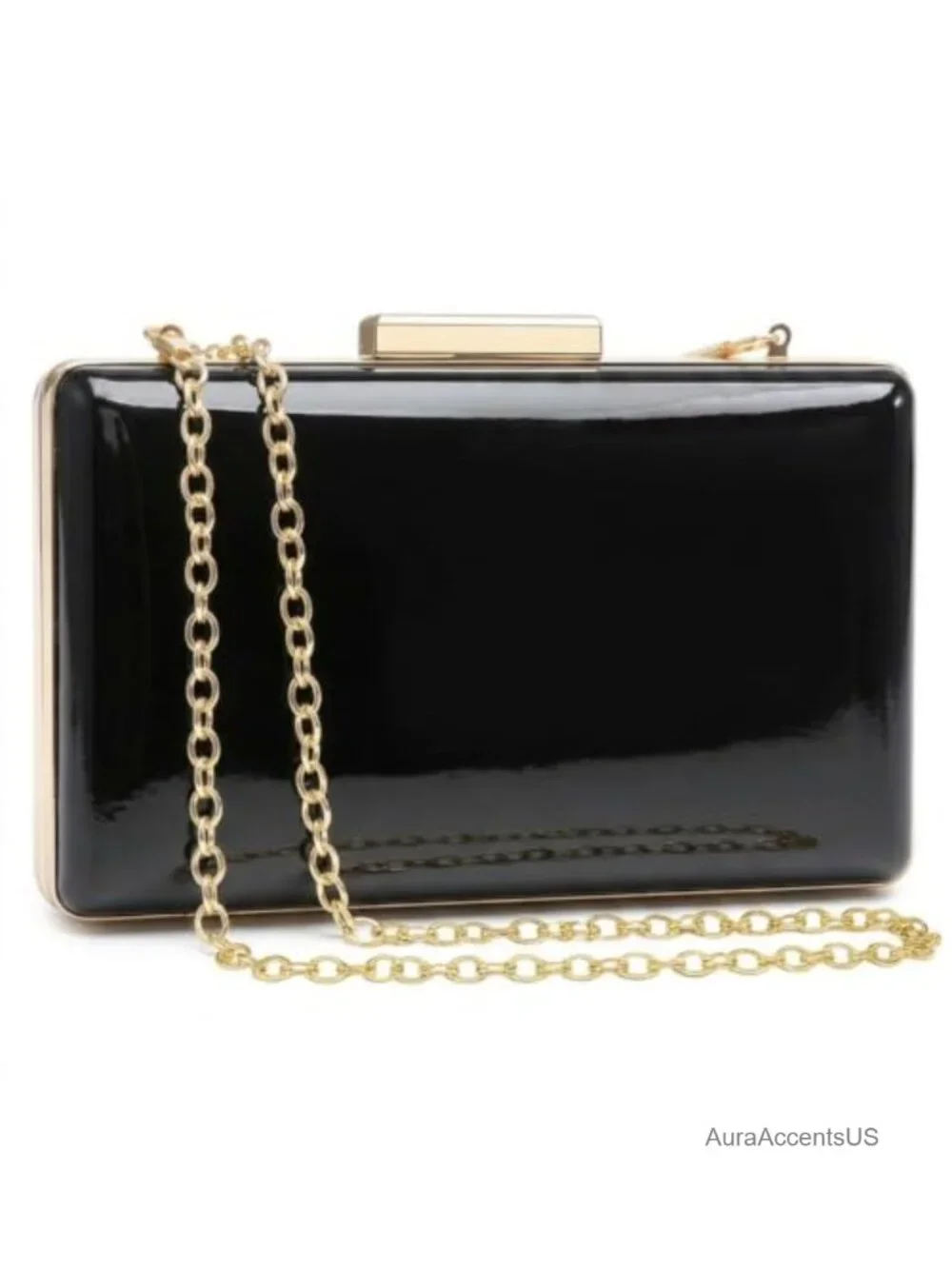 Women's Glossy Patent Vegan Leather Clutch Evening Bag Crossbody